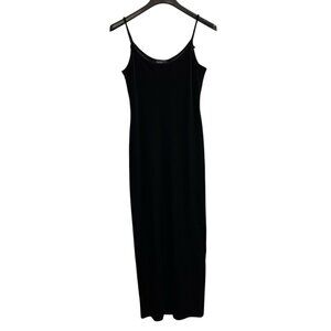 Vintage Onyx Nites Dress Women 6 Black Velvet Maxi Slip Back Slit Whimsigoth Y2K